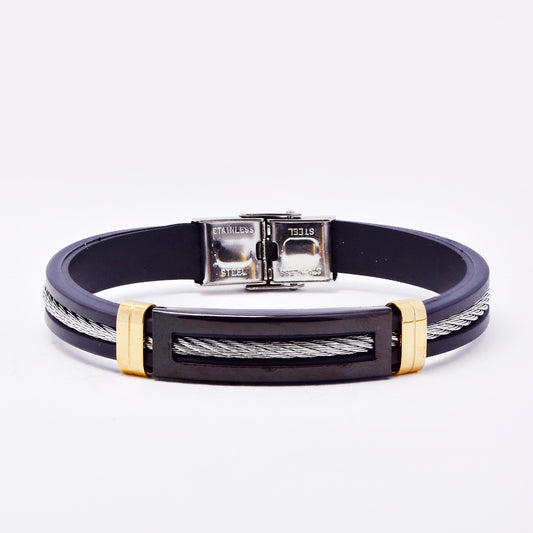 SSMB3199 - Steel 62mm x 9mm cable detail bracelet