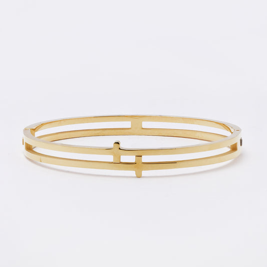 SSMB3207 - Steel 56mm x 48mm x 6mm cross split center hinged bracelet