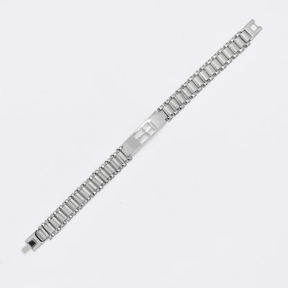 SSMB3215 - Steel 21cm x 12mm watch-strap cross bracelet