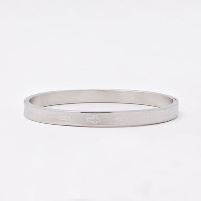 SSMB3223 - Steel 59mm x 49mm x 6mm hinged cross bangle