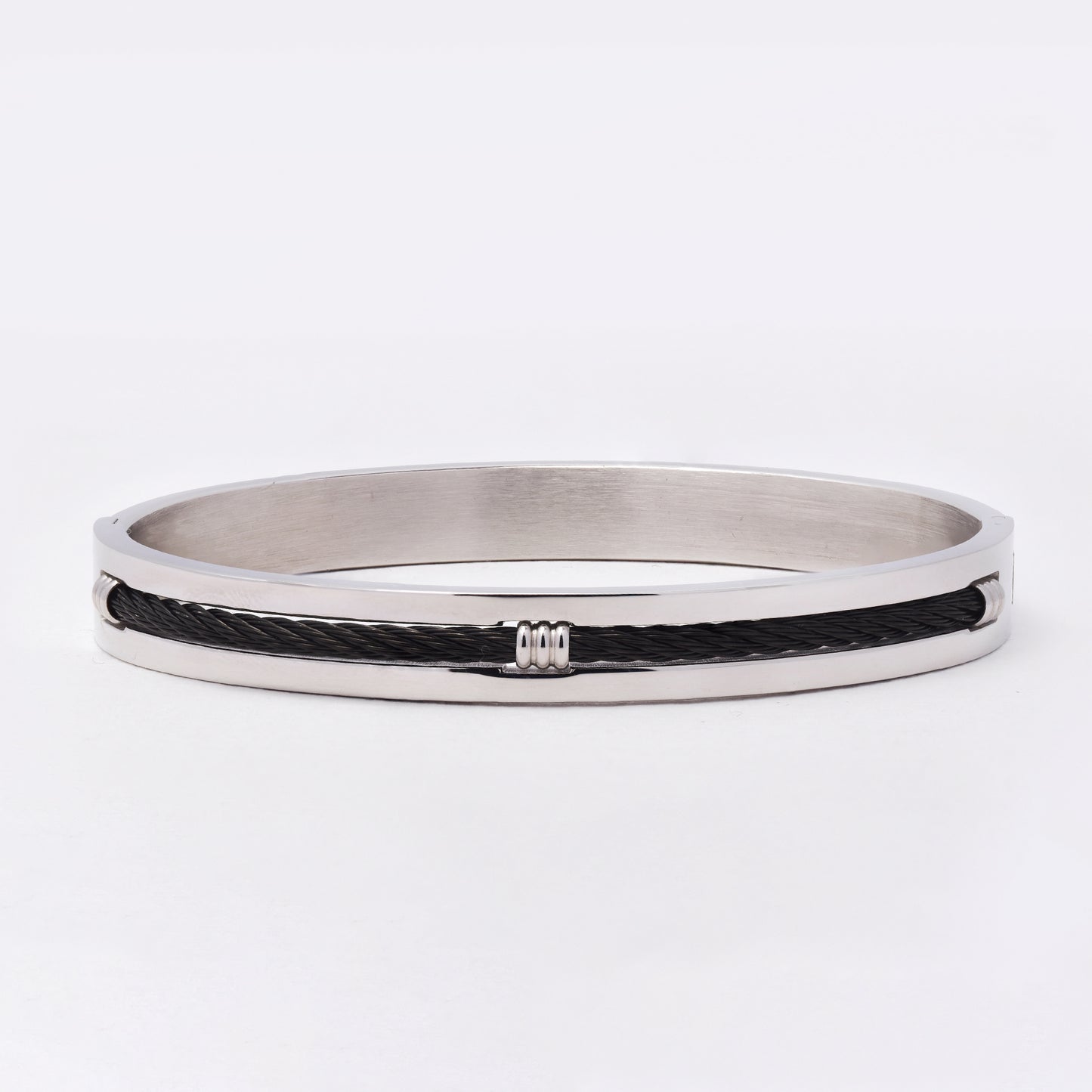 SSMB3224 - Steel 63mm x 52mm x 8mm cable center hinged bangle