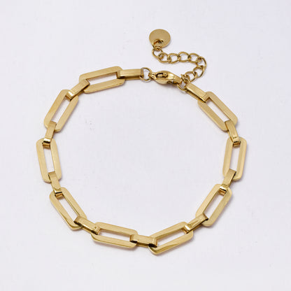 SSMB3237 - Steel 17cm + 3cm x 5.5mm flat oval link bracelet