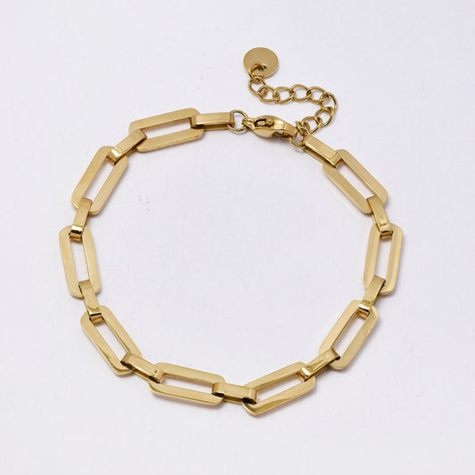 SSMB3237 - Steel 17cm + 3cm x 5.5mm flat oval link bracelet