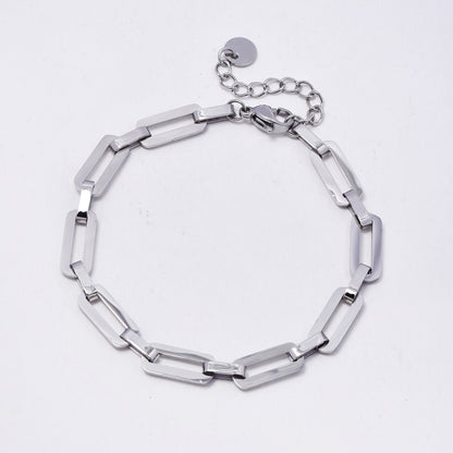 SSMB3237 - Steel 17cm + 3cm x 5.5mm flat oval link bracelet