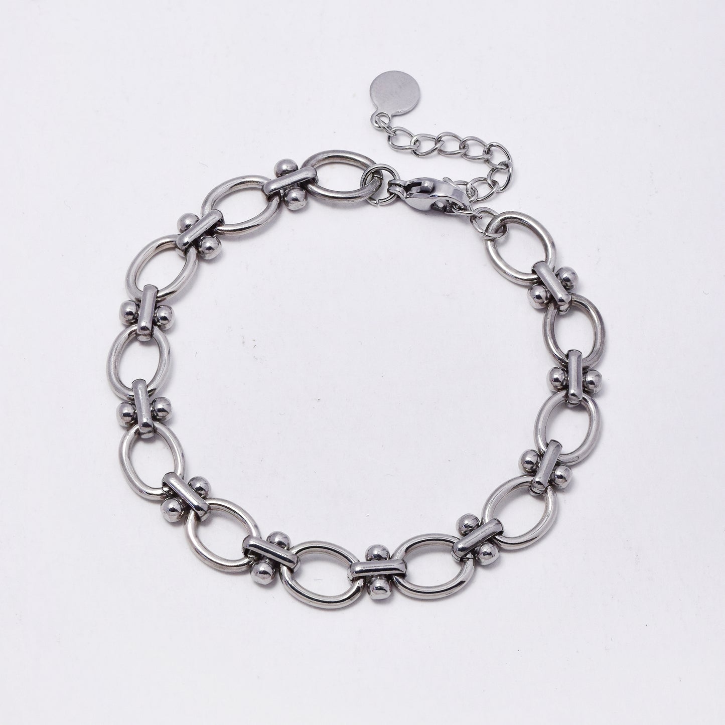 SSMB3238 - Steel 16.5cm + 3cm x 7.5mm oval link bracelet