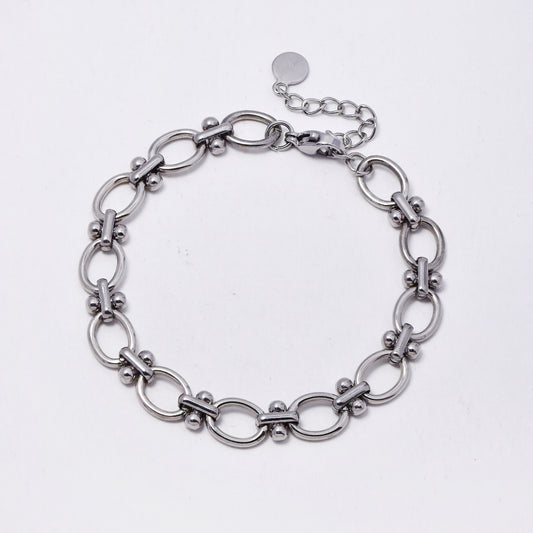 SSMB3238 - Steel 16.5cm + 3cm x 7.5mm oval link bracelet