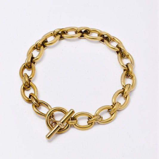 SSMB3239 - Steel 19cm x 9mm oval link bracelet with toggle closure