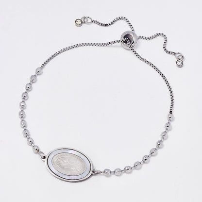 SSMB3242 - Steel 3mm wide Miraculous Medal adjustable bracelet