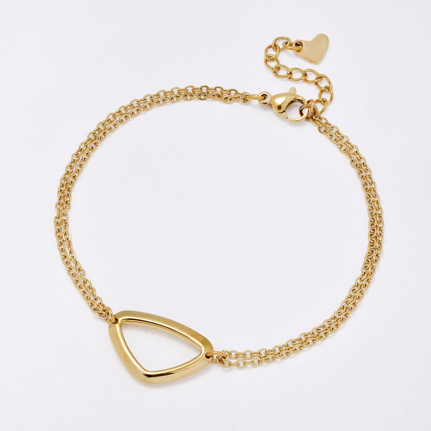 SSMB3274 - Steel 18.5mm + 3mm 2-strand bracelet with triangle motif