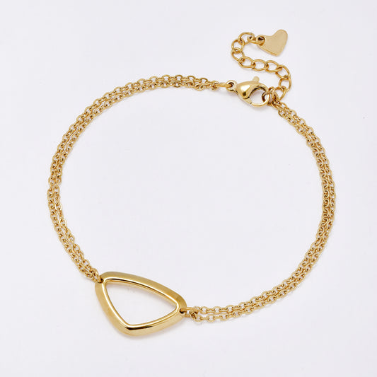 SSMB3274 - Steel 18.5mm + 3mm 2-strand bracelet with triangle motif
