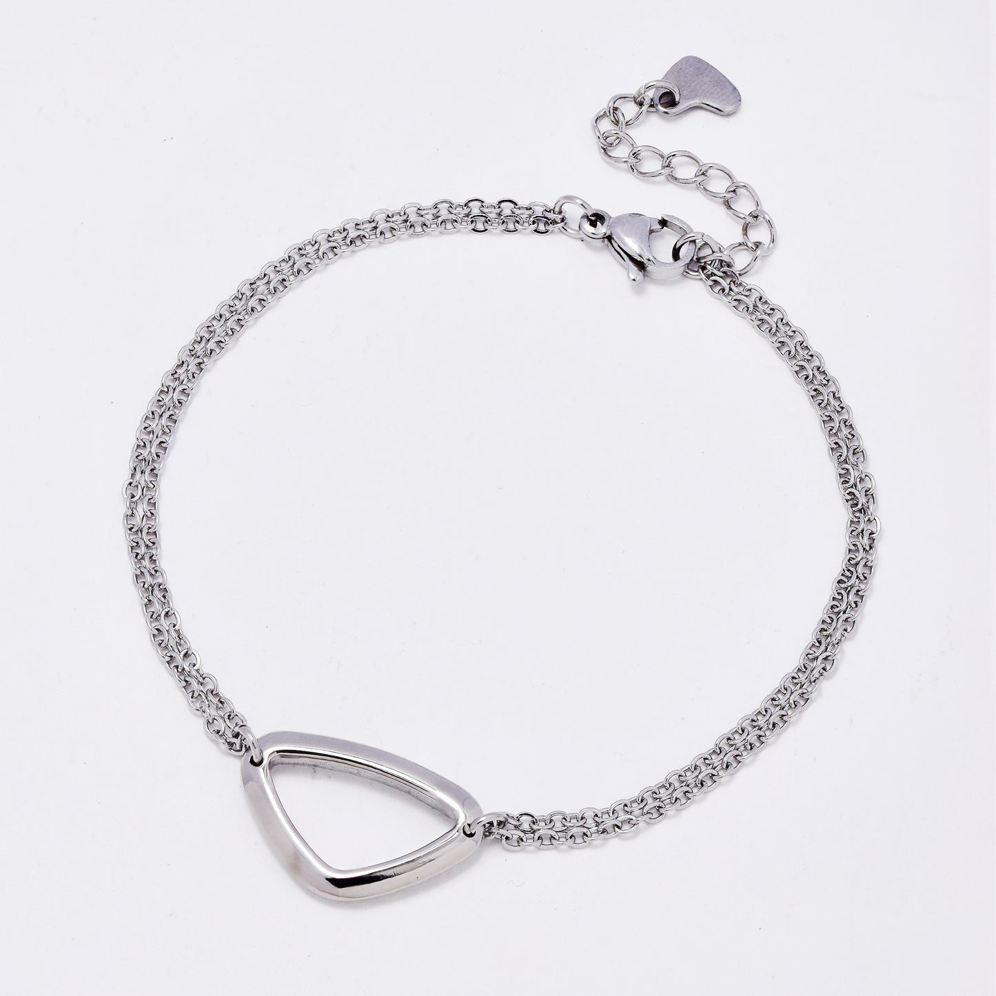 SSMB3274 - Steel 18.5mm + 3mm 2-strand bracelet with triangle motif