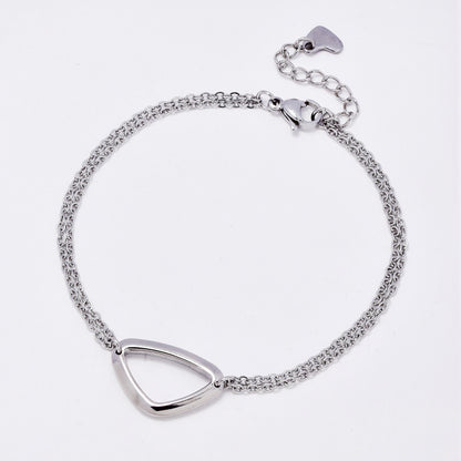 SSMB3274 - Steel 18.5mm + 3mm 2-strand bracelet with triangle motif