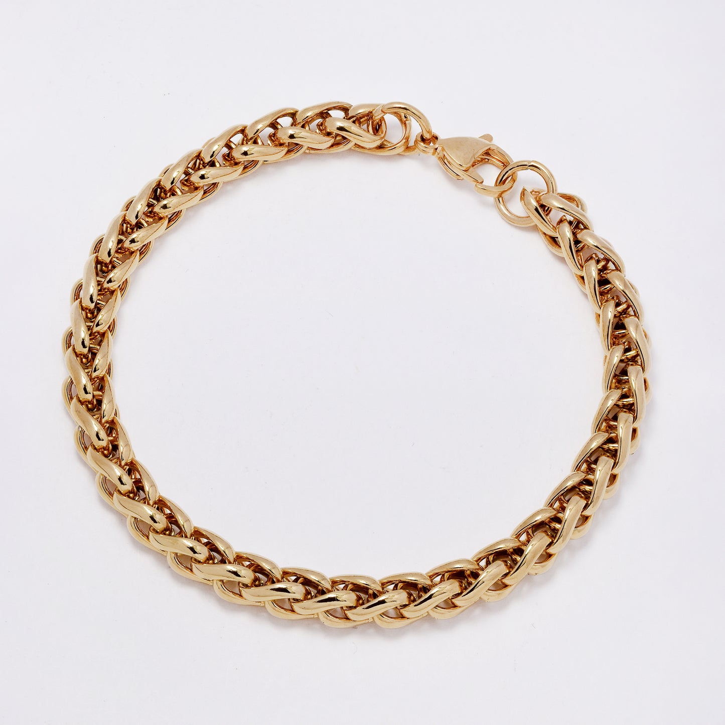 SSMB3285 - Steel 22cm x 7mm chunky wheat bracelet