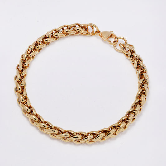 SSMB3285 - Steel 22cm x 7mm chunky wheat bracelet