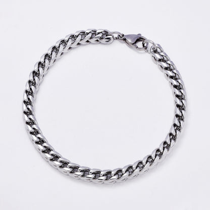 SSMB3286 - Steel 21.5cm x 6mm square box curb bracelet