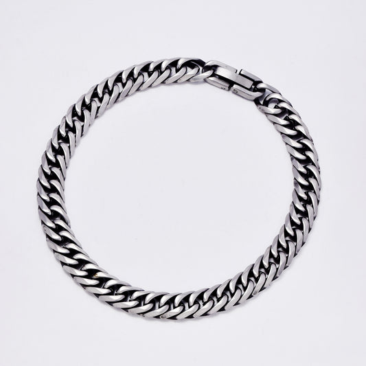 SSMB3287 - Steel 21cm x 7mm oxidized tight curb bracelet