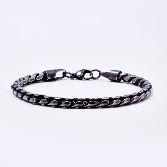 SSMB3288 - Steel 20cm x 5mm round link oxidized bracelet