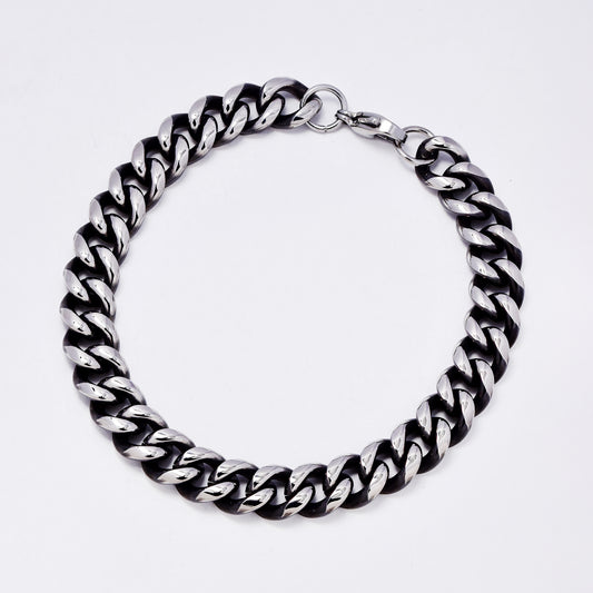 SSMB3289 - Steel 21cm x 9mm chunky oxidized curb bracelet