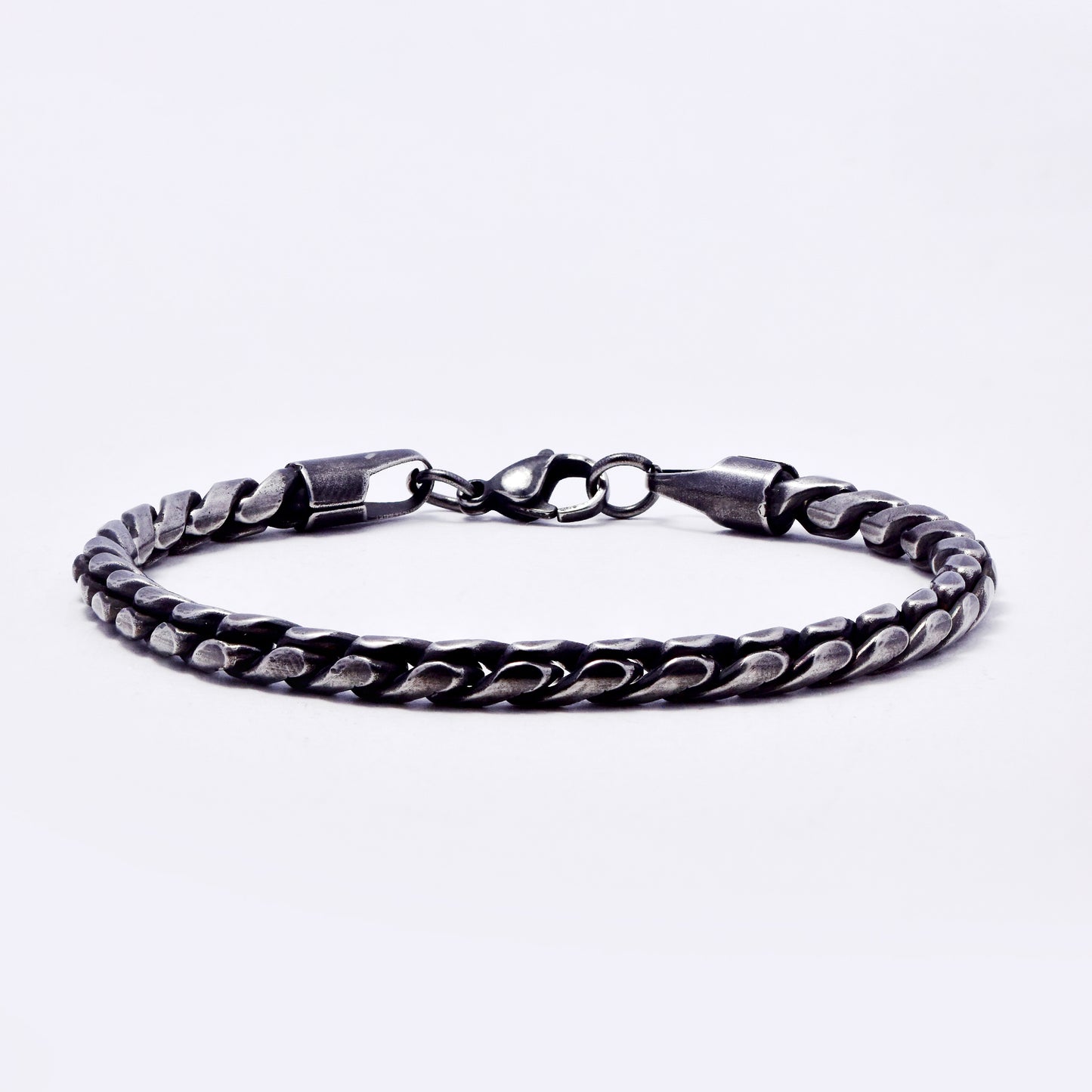 SSMB3288 - Steel 20cm x 5mm round link oxidized bracelet