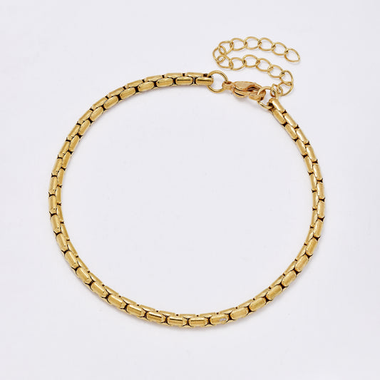 SSMB3292 - Steel 21cm + 5cm x 3.5mm round box bracelet