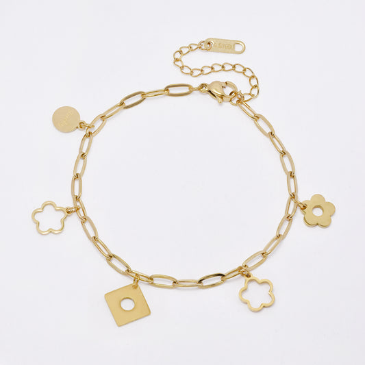 SSMB3307 - Steel 17.5cm + 4.5cm x 3mm paperclip charm bracelet