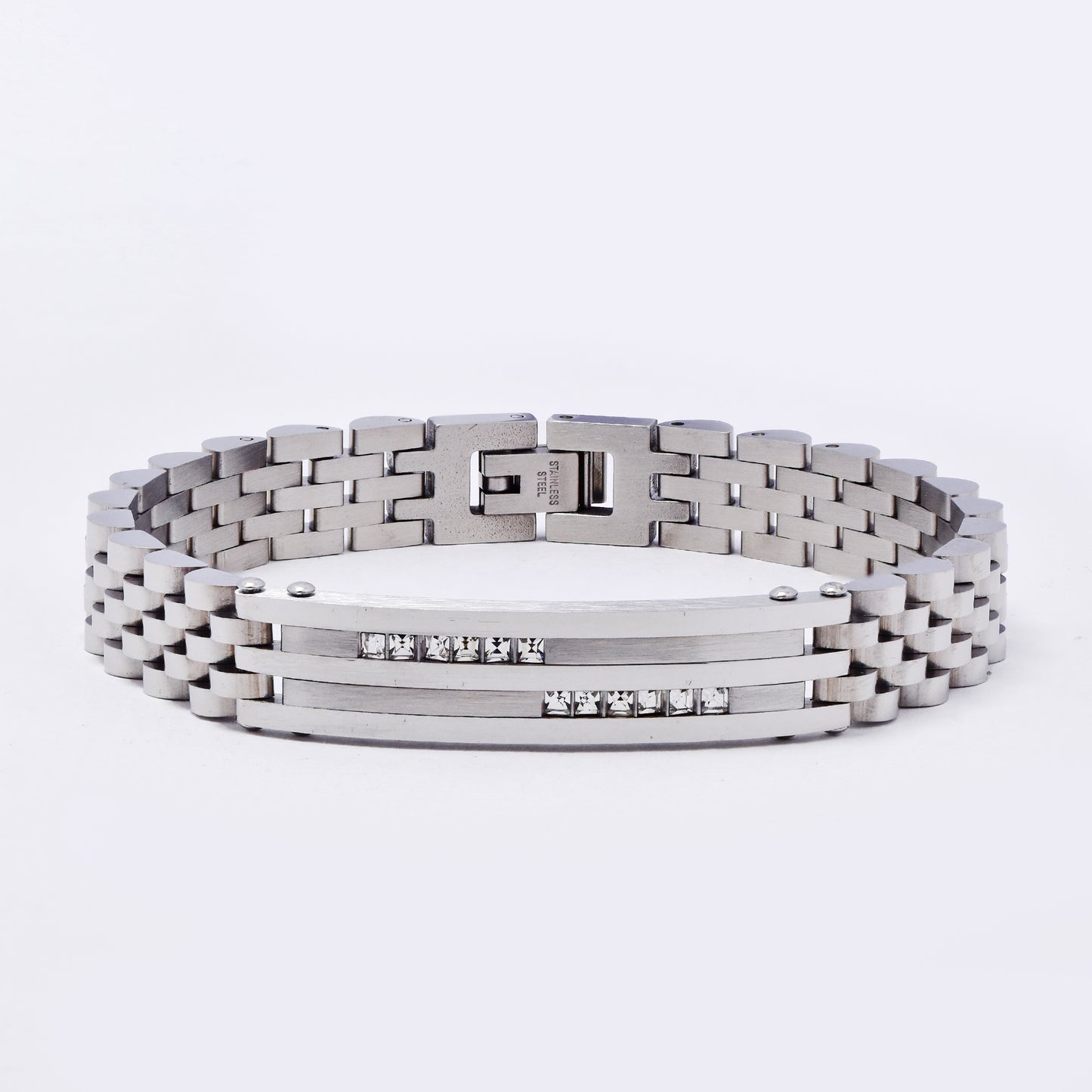 SSMB3325 - Steel 21.5cm x 10mm CZ watchstrap bracelet