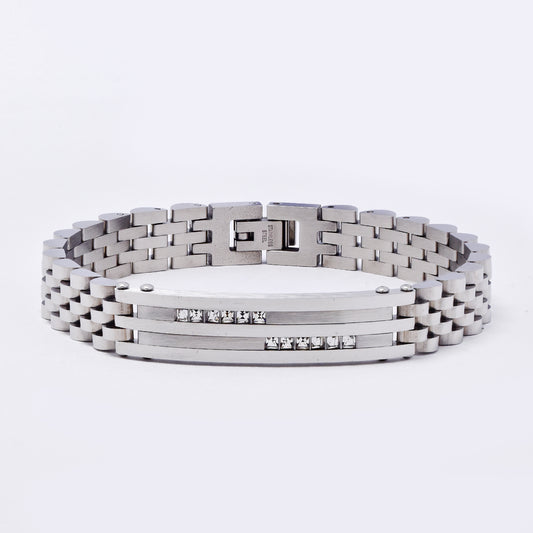 SSMB3325 - Steel 21.5cm x 10mm CZ watchstrap bracelet