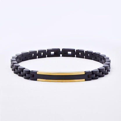 SSMB3327 - Steel 22cm x 6mm whatchstrap ID bracelet with center line