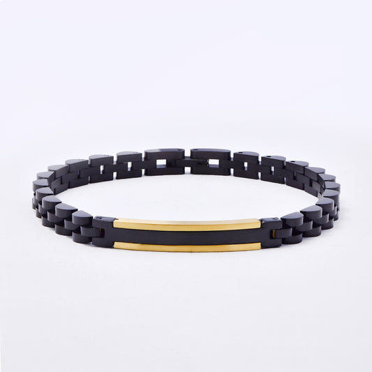 SSMB3327 - Steel 22cm x 6mm whatchstrap ID bracelet with center line