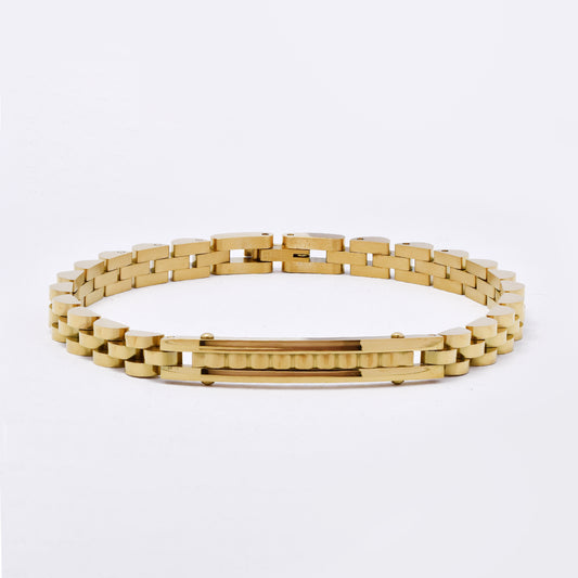 SSMB3328 - Steel 22cm x 6mm wavy center watchstrap ID bracelet