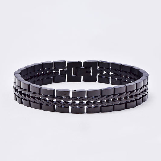 SSMB3329 - Steel 21.5cm x 12mm broad watchstrap bracelet