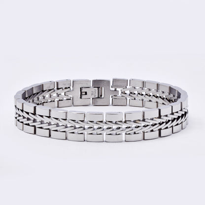 SSMB3329 - Steel 21.5cm x 12mm broad watchstrap bracelet