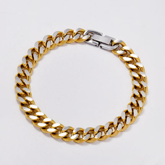 SSMB3363 - Steel 21cm x 9mm two-toned curb bracelet