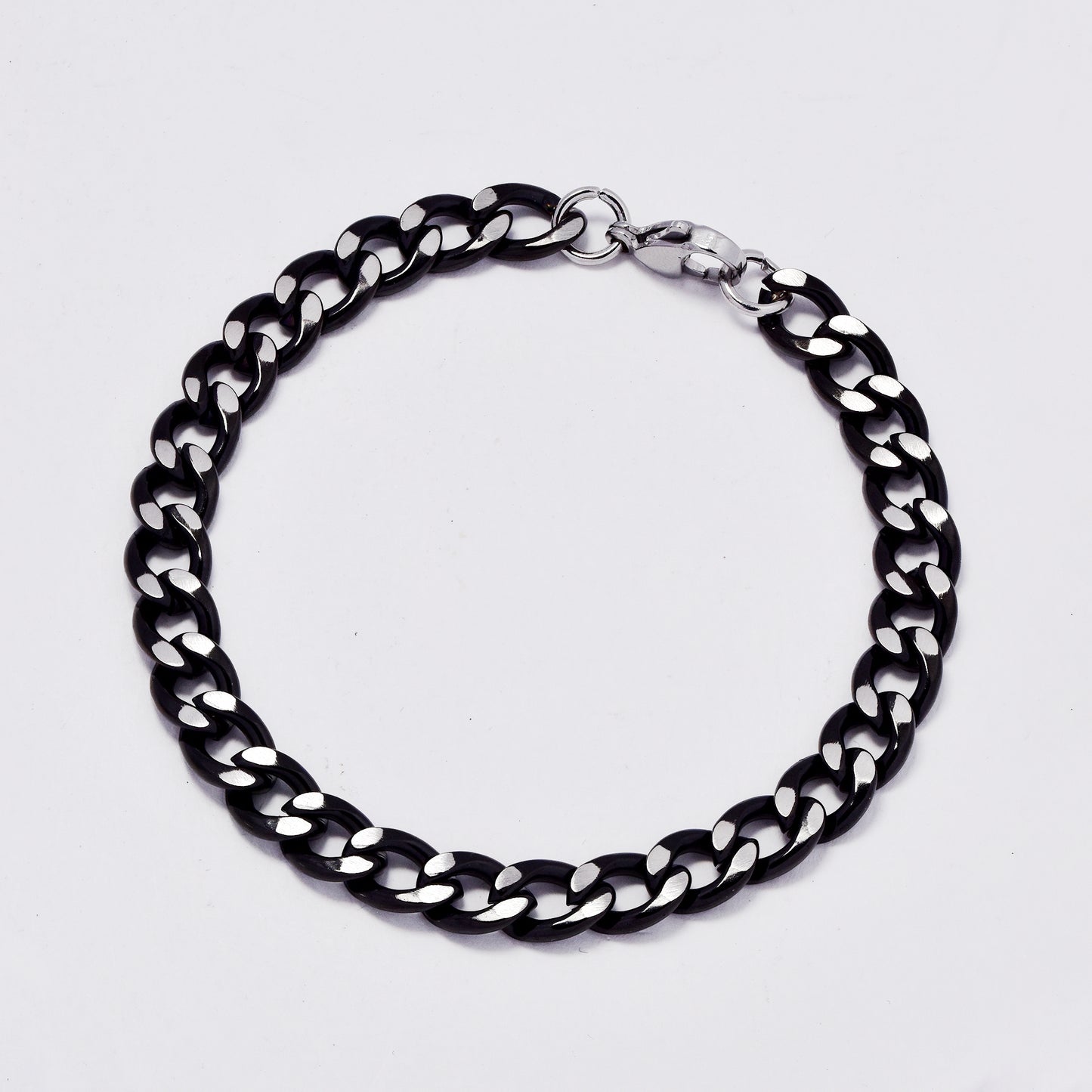 SSMB3364 - Steel 20.5cm x 7.5mm two-toned curb bracelet