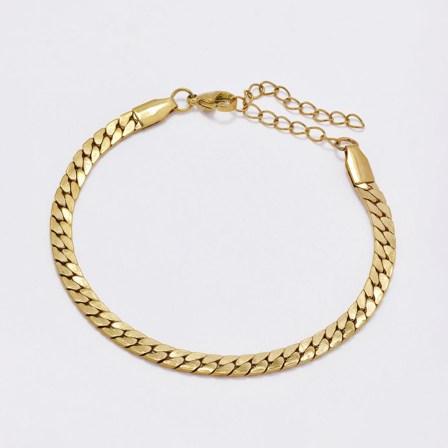 SSMB3403 - Steel 17cm + 5cm x 4mm tight curb bracelet