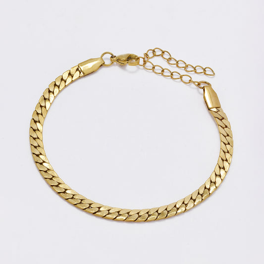 SSMB3403 - Steel 17cm + 5cm x 4mm tight curb bracelet
