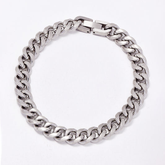 SSMB3410 - Steel 21.5cm x 9mm brushed finish curb bracelet