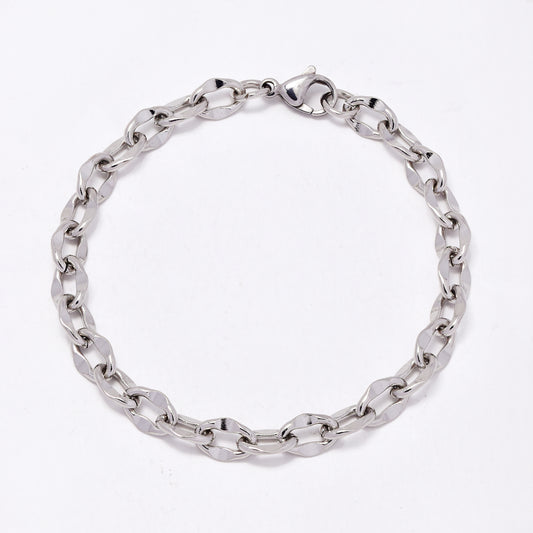 SSMB3411 - Steel 20.5cm x 7mm flat link bracelet