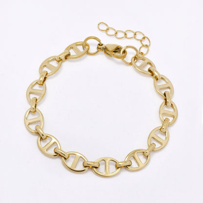 SSMB3448 - Steel 18cm + 3cm x 8mm marina bracelet