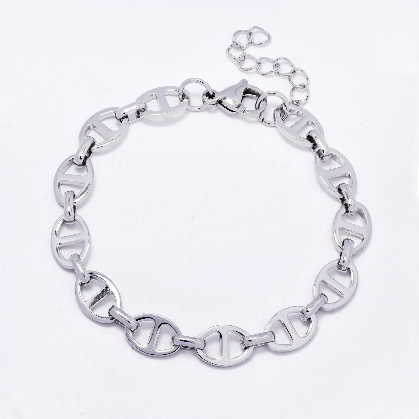 SSMB3448 - Steel 18cm + 3cm x 8mm marina bracelet