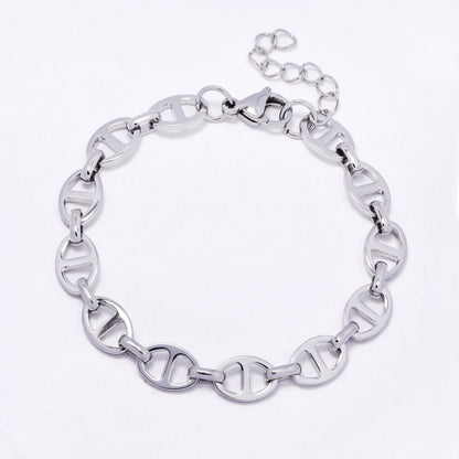 SSMB3448 - Steel 18cm + 3cm x 8mm marina bracelet