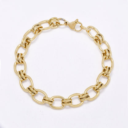 SSMB3449 - Steel 19cm x 9mm oval link bracelet