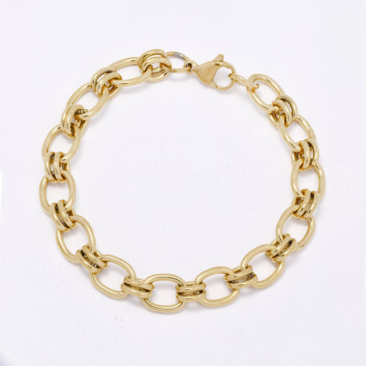 SSMB3449 - Steel 19cm x 9mm oval link bracelet