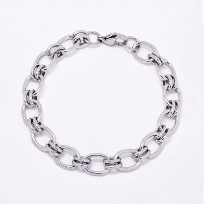 SSMB3449 - Steel 19cm x 9mm oval link bracelet