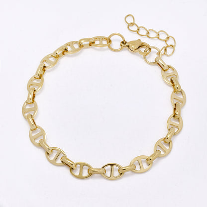 SSMB3450 - Steel 18cm + 3cm x 6mm marina bracelet