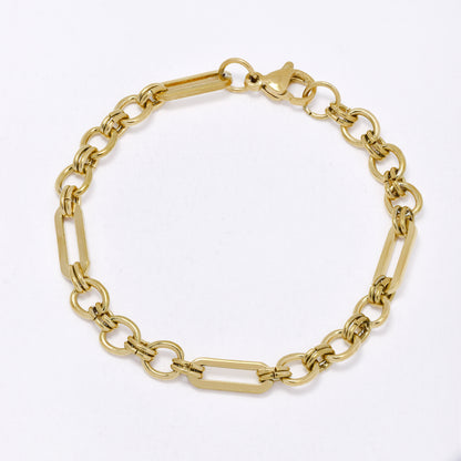 SSMB3452 - Steel 18cm x 5.5mm paperclip & 6.5mm anchor link bracelet