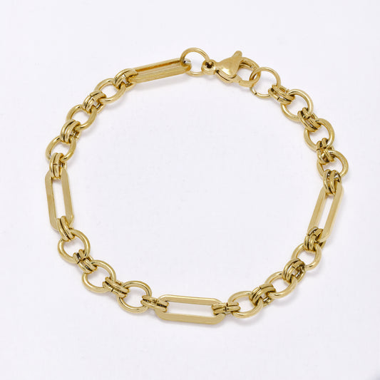 SSMB3452 - Steel 18cm x 5.5mm paperclip & 6.5mm anchor link bracelet