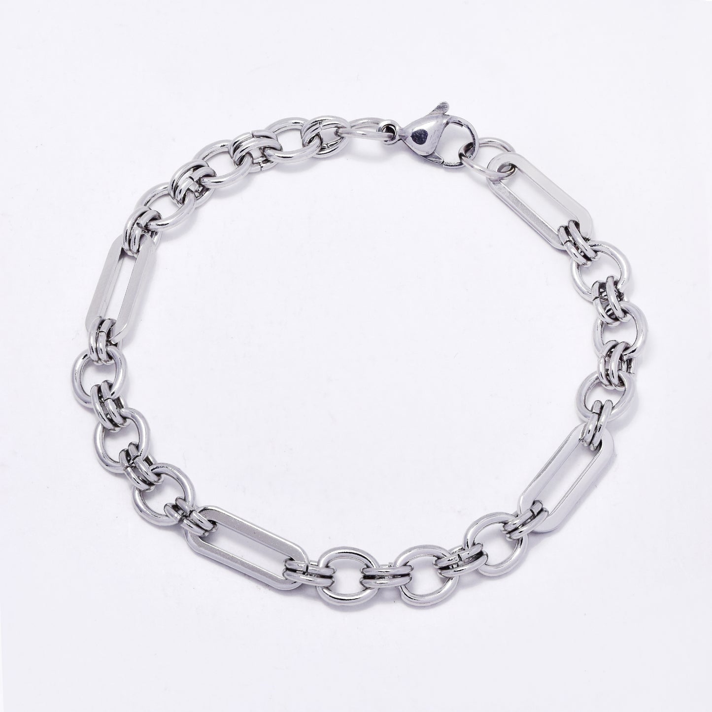 SSMB3452 - Steel 18cm x 5.5mm paperclip & 6.5mm anchor link bracelet