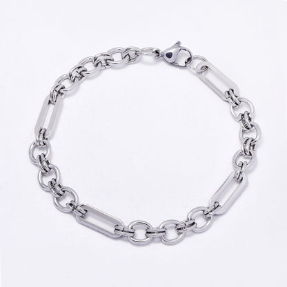 SSMB3452 - Steel 18cm x 5.5mm paperclip & 6.5mm anchor link bracelet