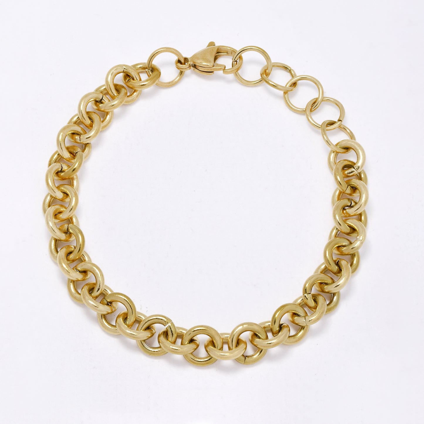SSMB3453 - Steel 18cm + 3cm x 9mm round link bracelet